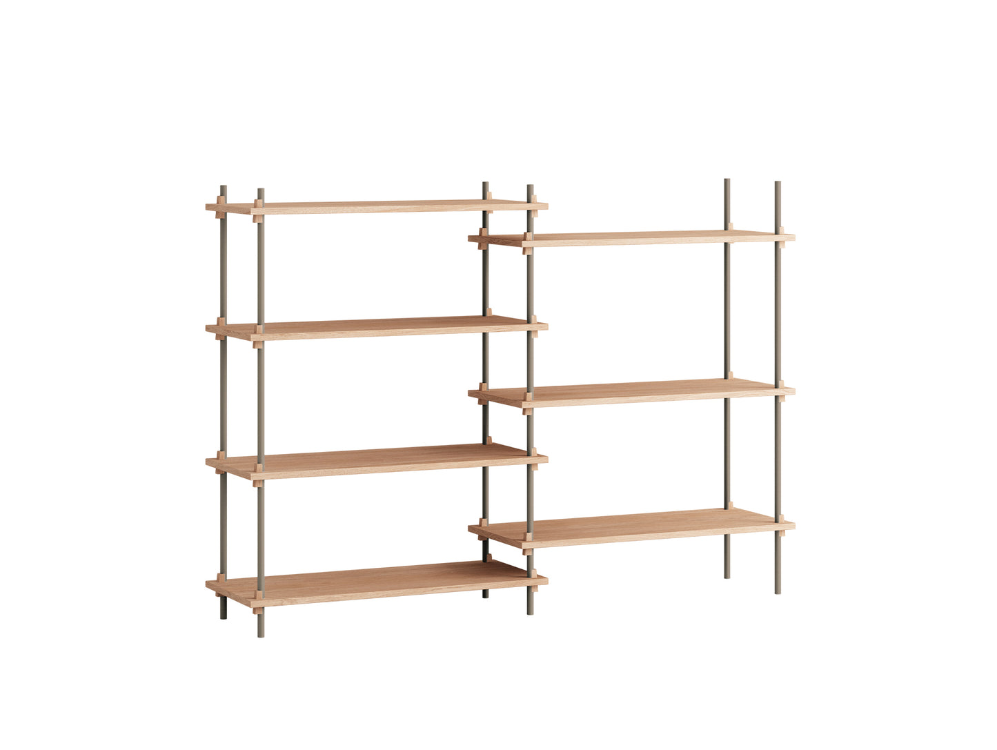 Moebe Shelving System - S.115.2.A Set in Warm Grey / Oiled Oak