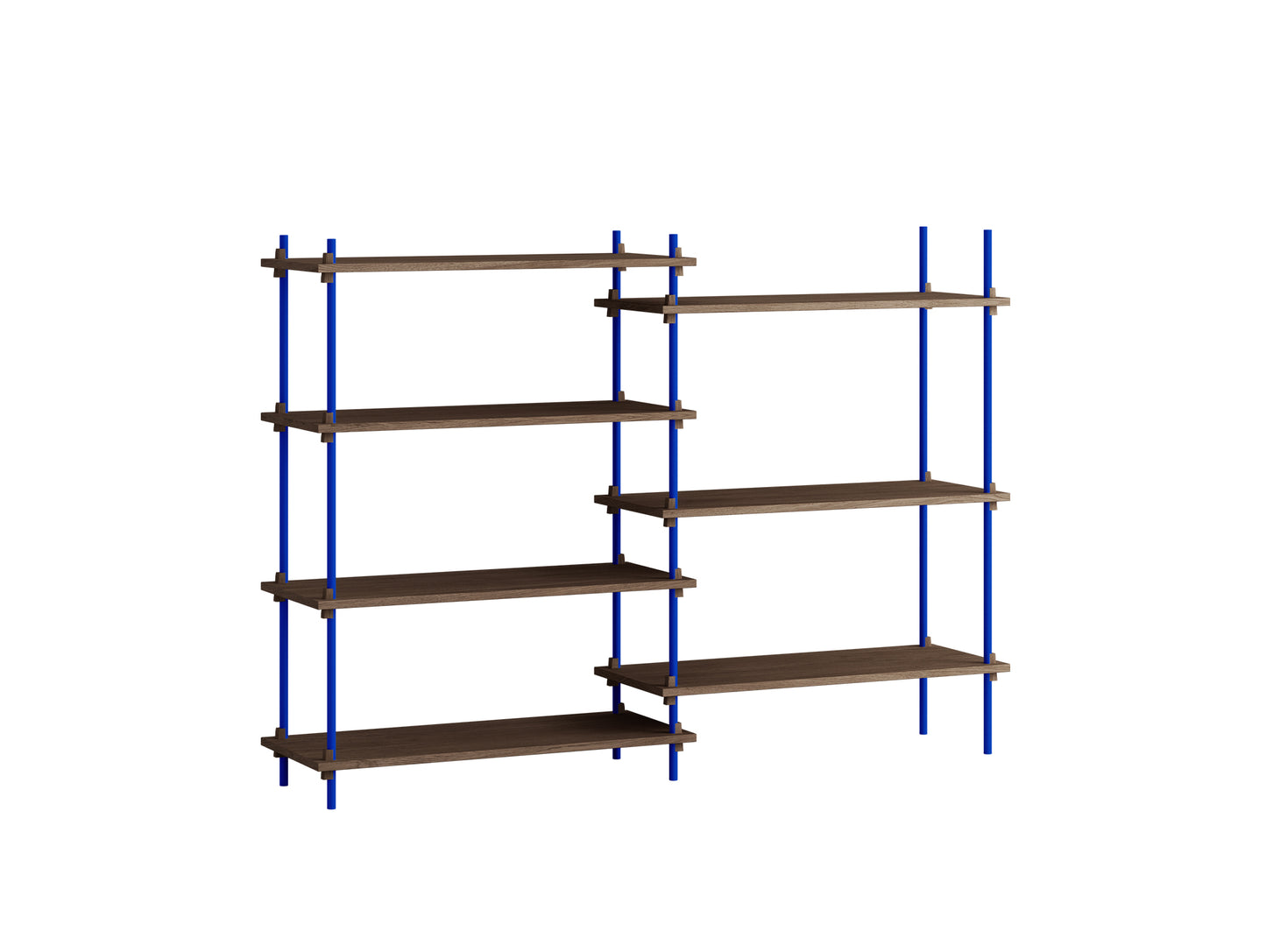 Moebe Shelving System - S.115.2.A Set in Deep Blue / Smoked Oak