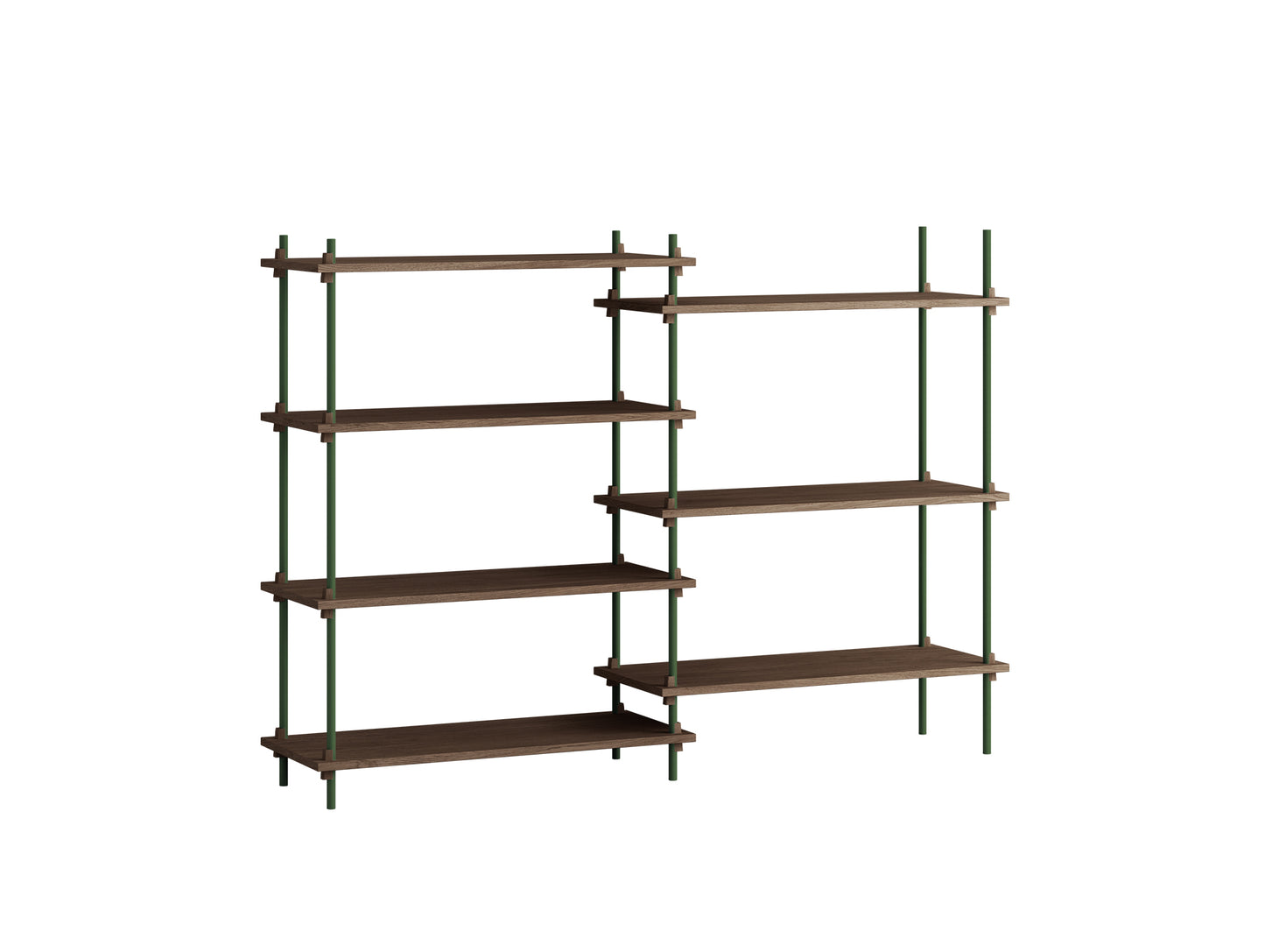Moebe Shelving System - S.115.2.A Set in Pine Green / Smoked Oak