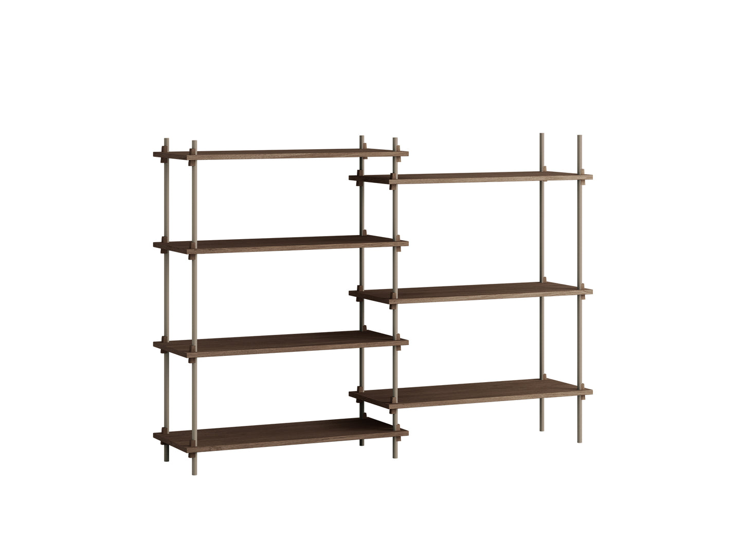 Moebe Shelving System - S.115.2.A Set in Warm Grey / Smoked Oak