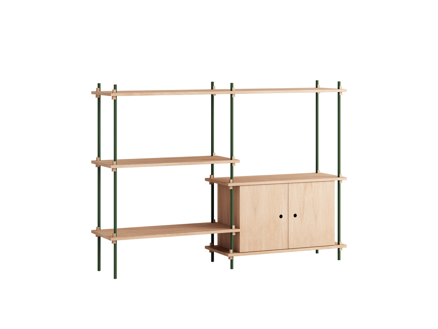 Moebe Shelving System - S.115.2.C Set in Pine Green / Oiled Oak