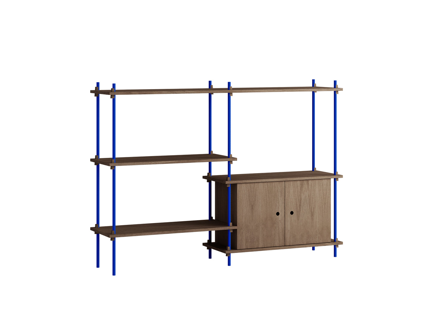 Moebe Shelving System - S.115.2.C Set in Deep Blue / Smoked Oak