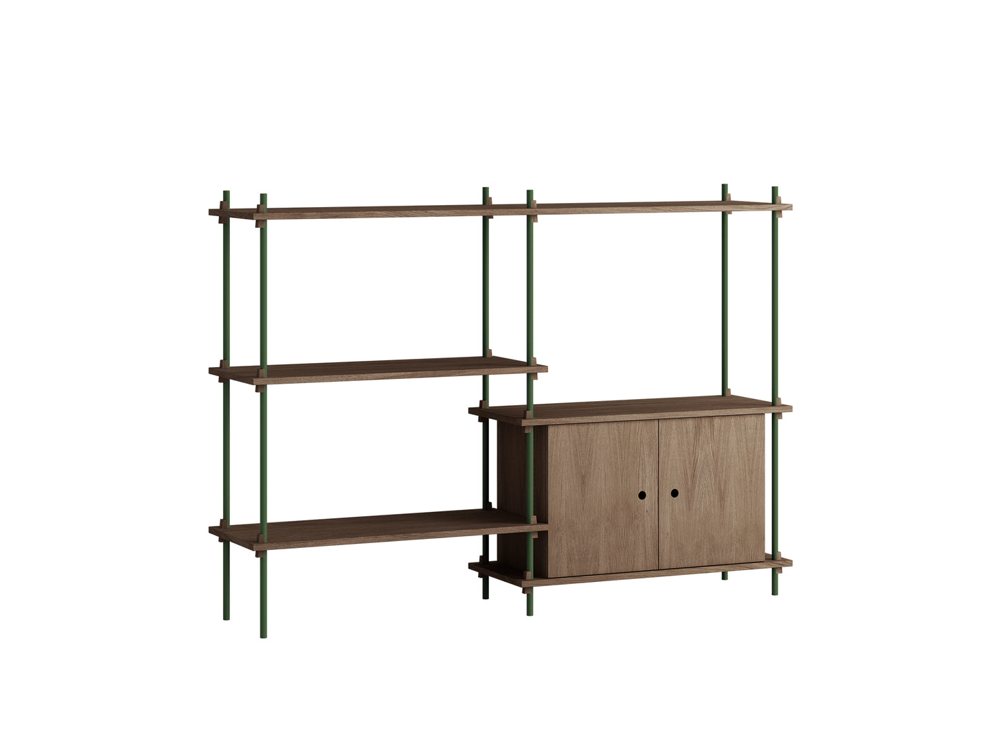 Moebe Shelving System - S.115.2.C Set in Pine Green / Smoked Oak