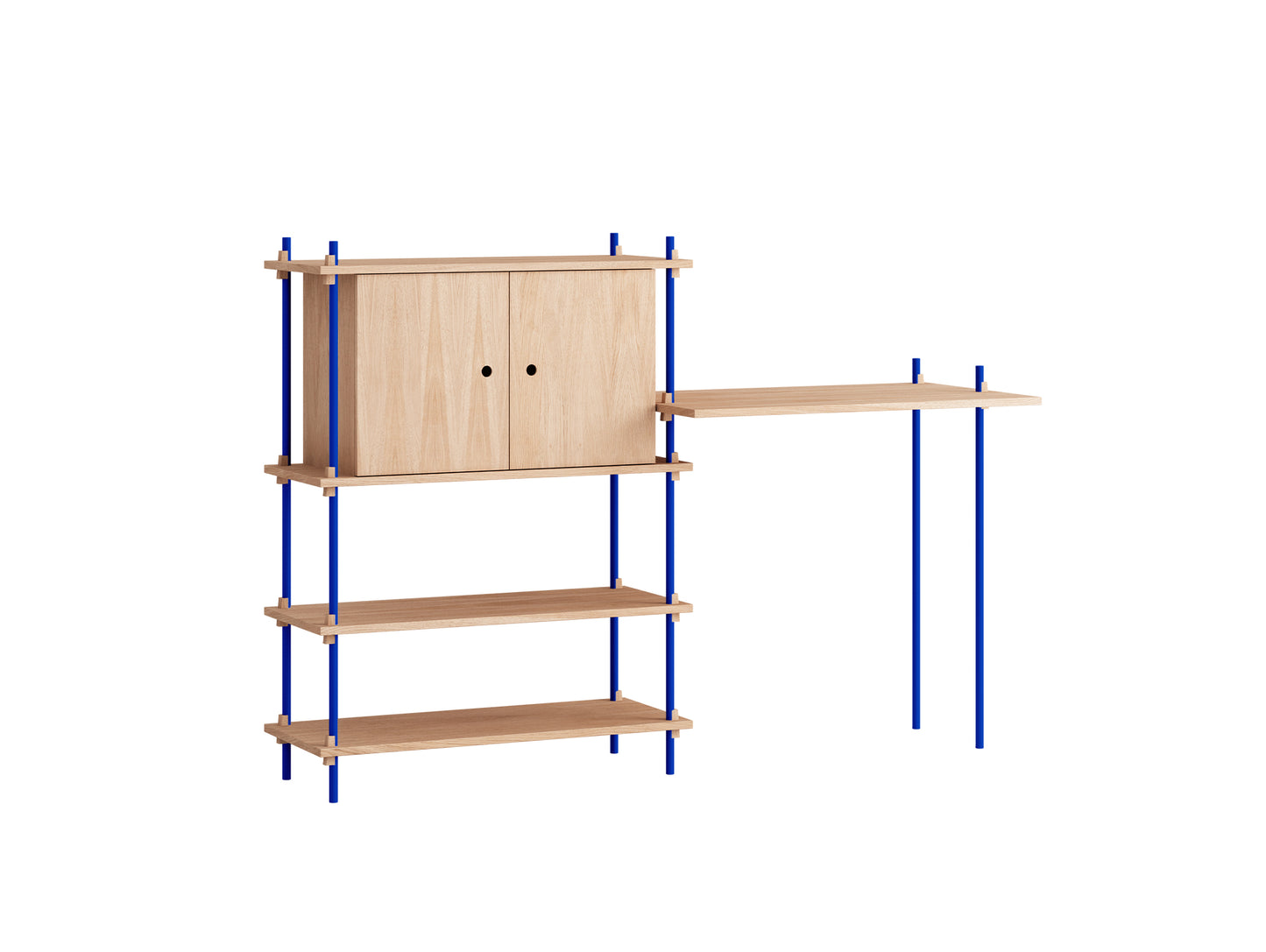 Moebe Shelving System - S.115.2.D Set in Deep Blue / Oiled Oak