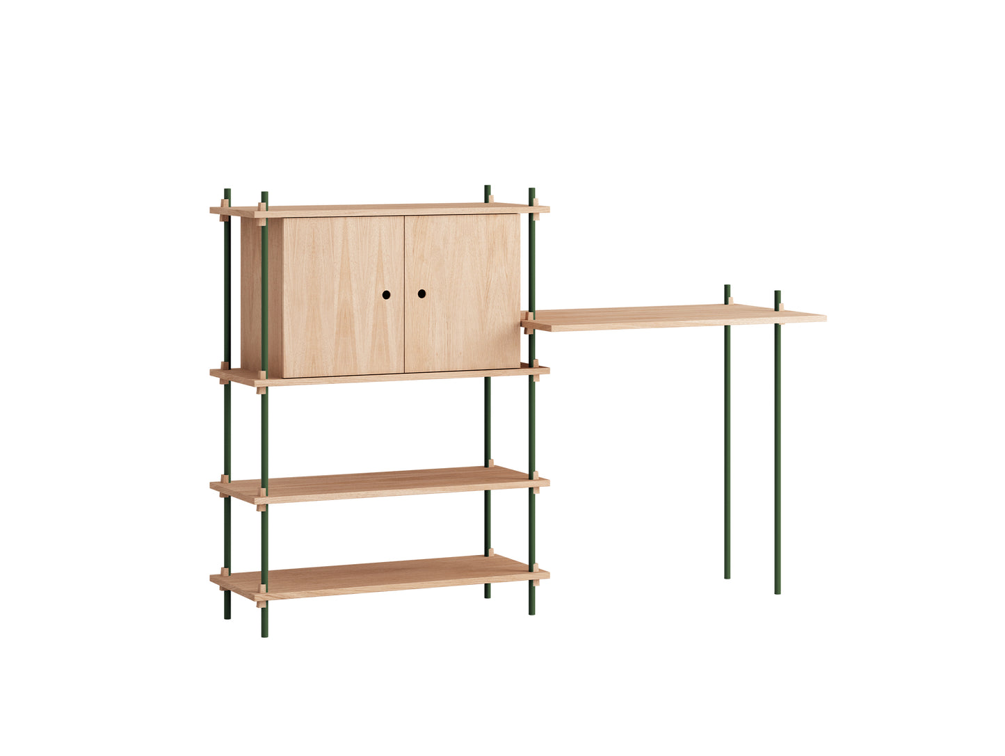 Moebe Shelving System - S.115.2.D Set in Pine Green / Oiled Oak