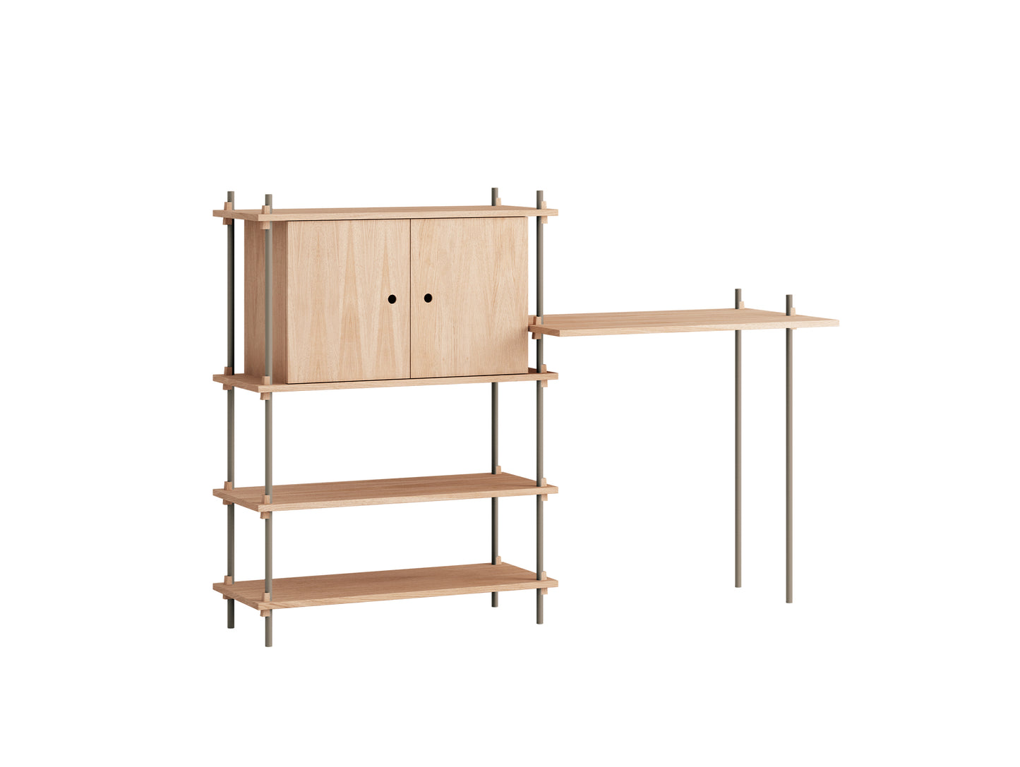 Moebe Shelving System - S.115.2.D Set in Warm Grey / Oiled Oak