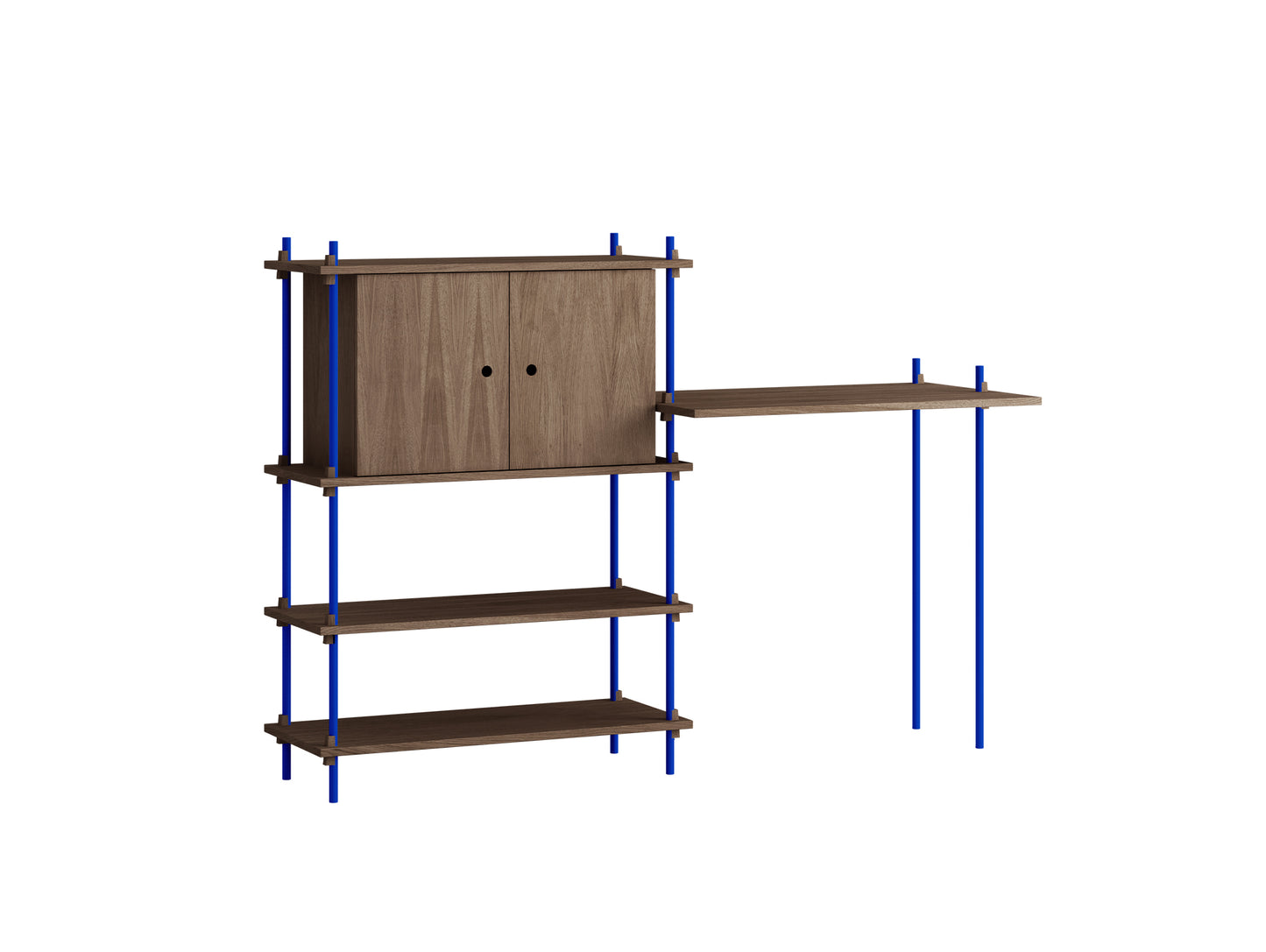 Moebe Shelving System - S.115.2.D Set in Deep Blue / Smoked Oak