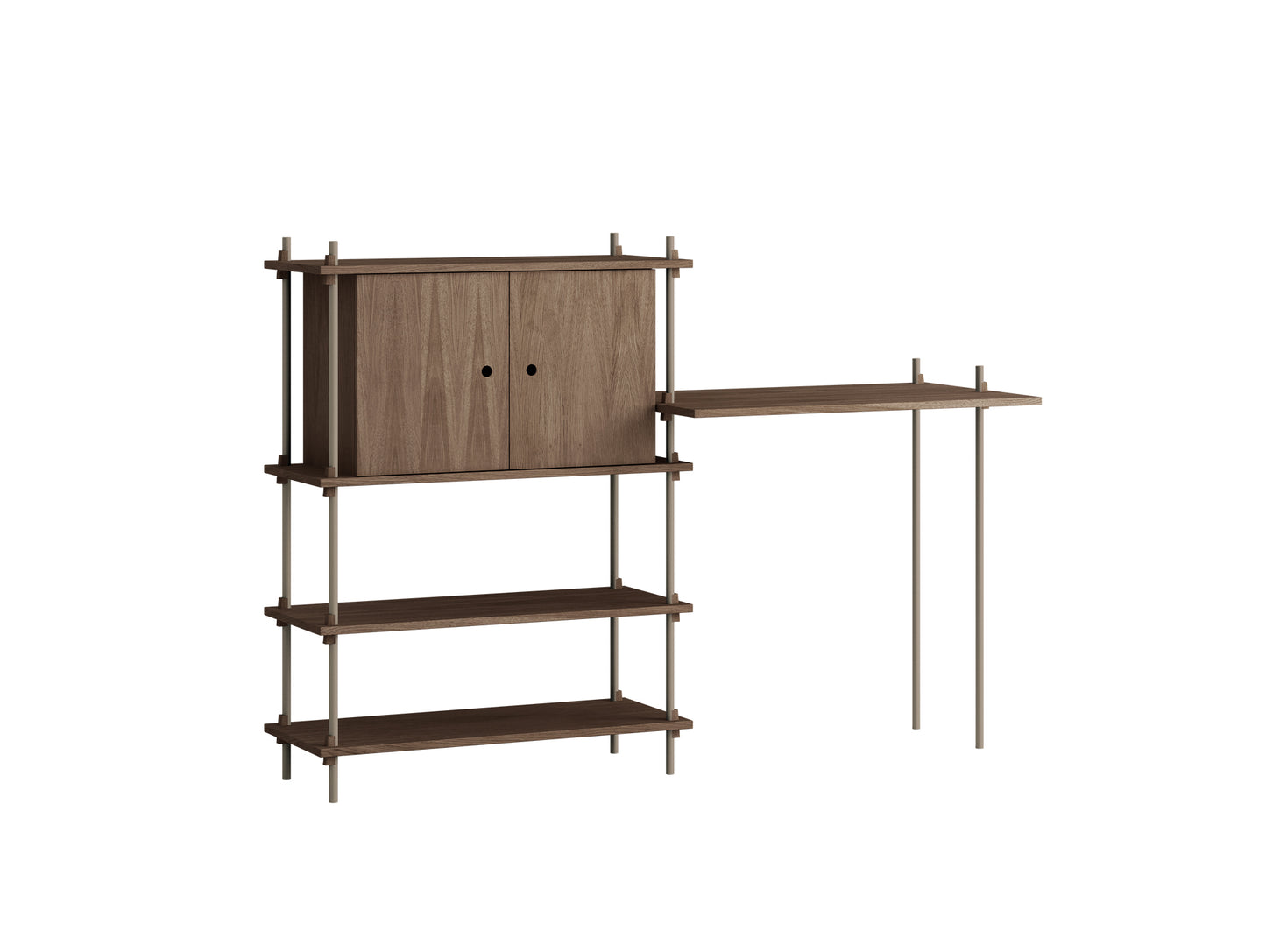 Moebe Shelving System - S.115.2.D Set in Warm Grey / Smoked Oak