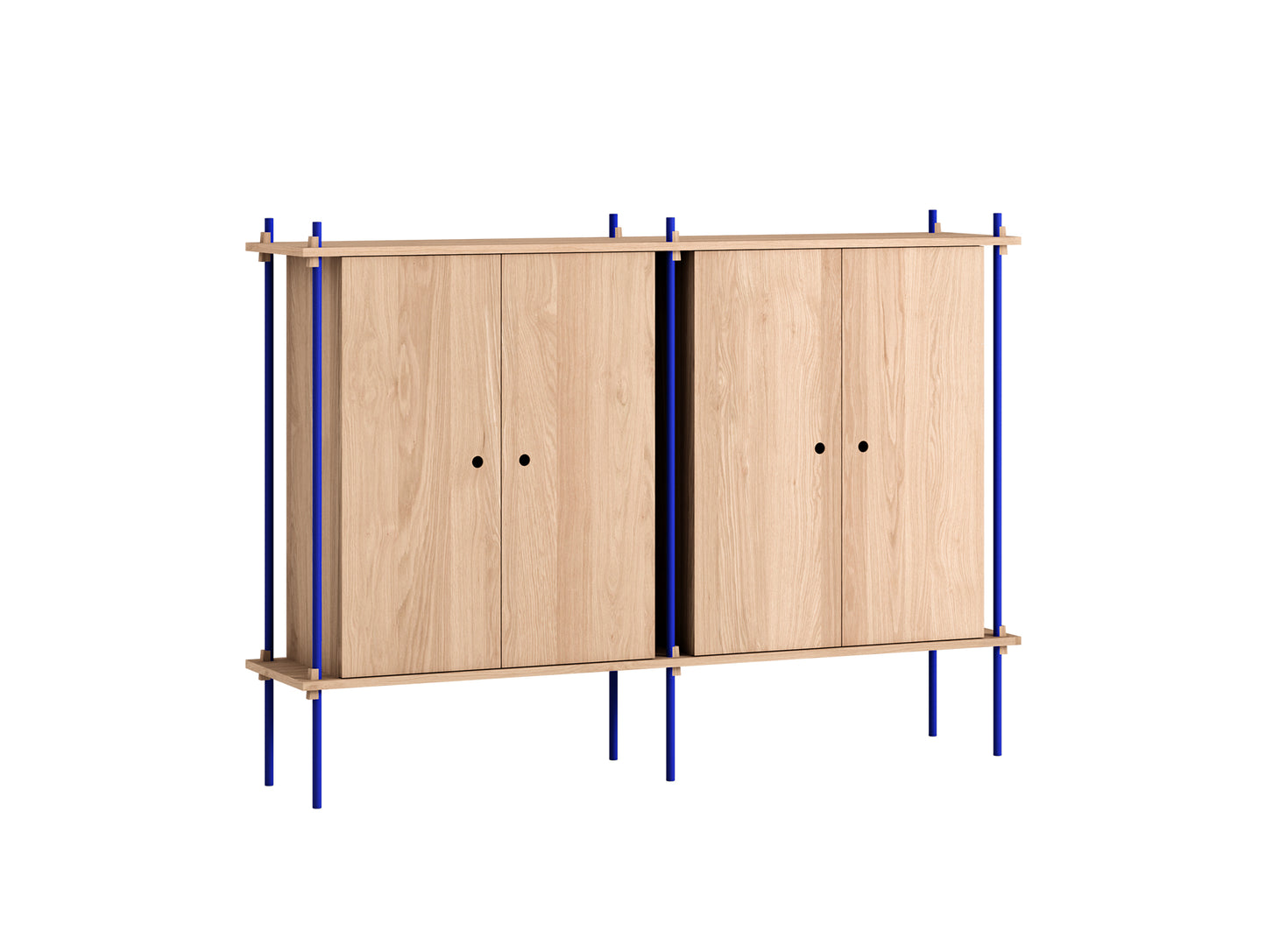 Moebe Shelving System - S.115.2.E Set in Deep Blue / Oiled Oak
