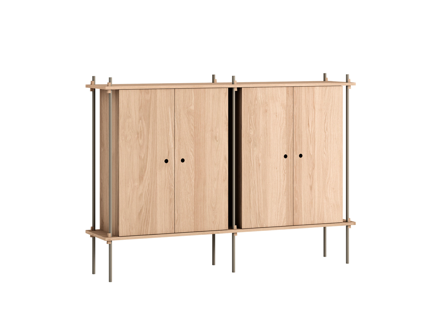 Moebe Shelving System - S.115.2.E Set in Warm Grey / Oiled Oak