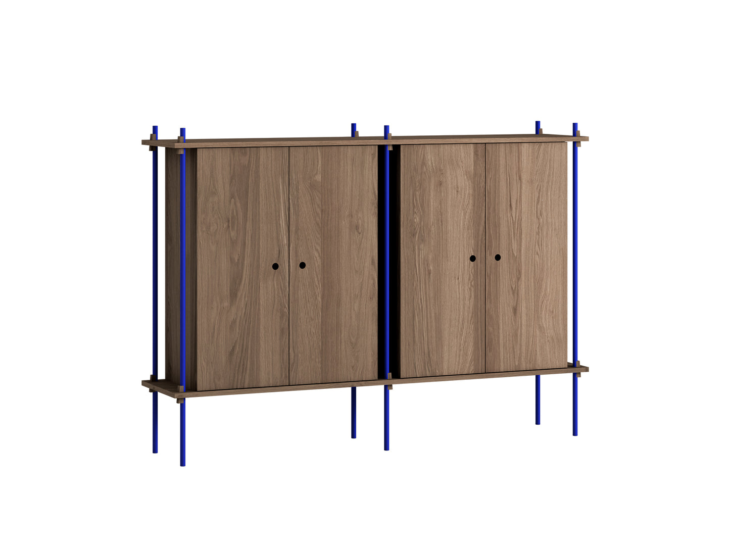 Moebe Shelving System - S.115.2.E Set in Deep Blue / Smoked Oak