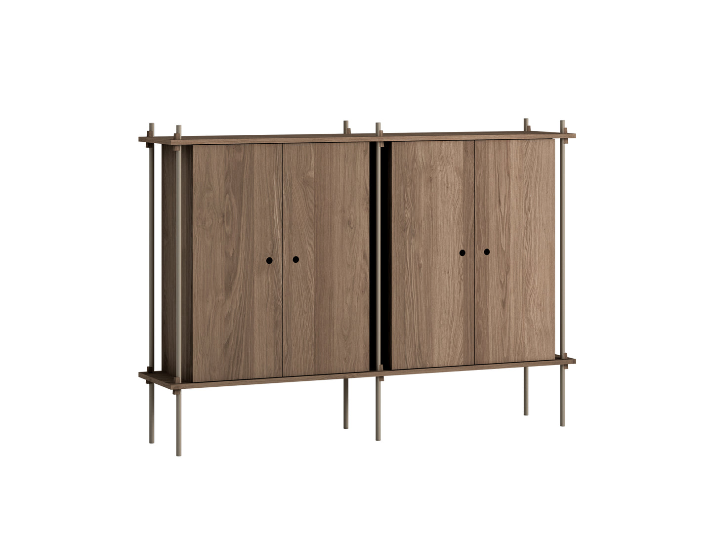 Moebe Shelving System - S.115.2.E Set in Warm Grey / Smoked Oak