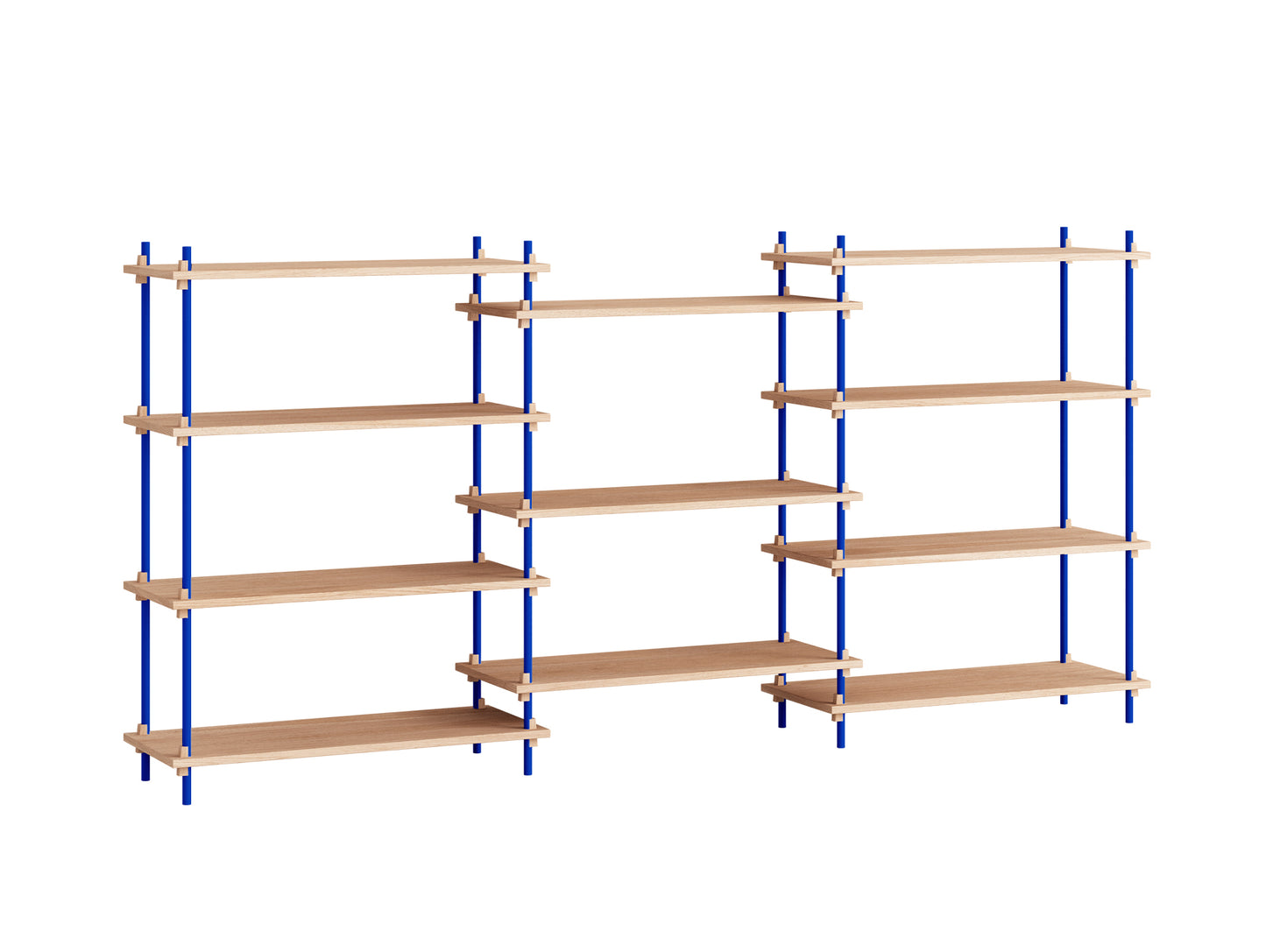 Moebe Shelving System - S.115.3.A Set in Deep Blue / Oiled Oak