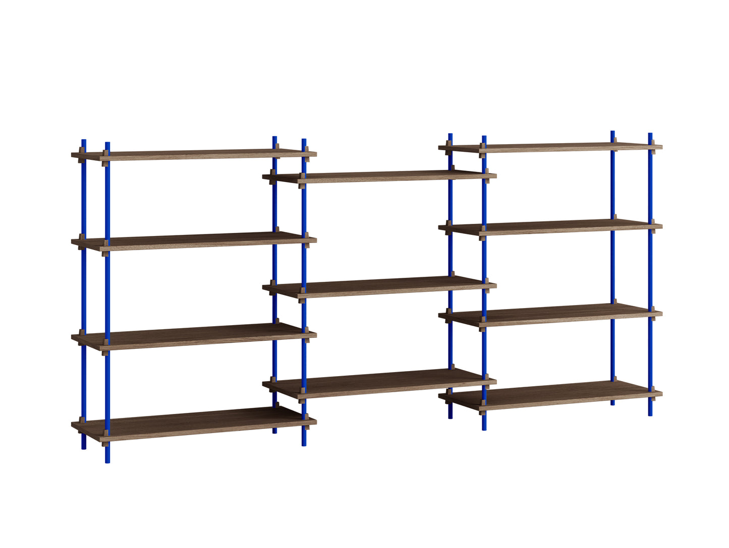 Moebe Shelving System - S.115.3.A Set in Deep Blue / Smoked Oak