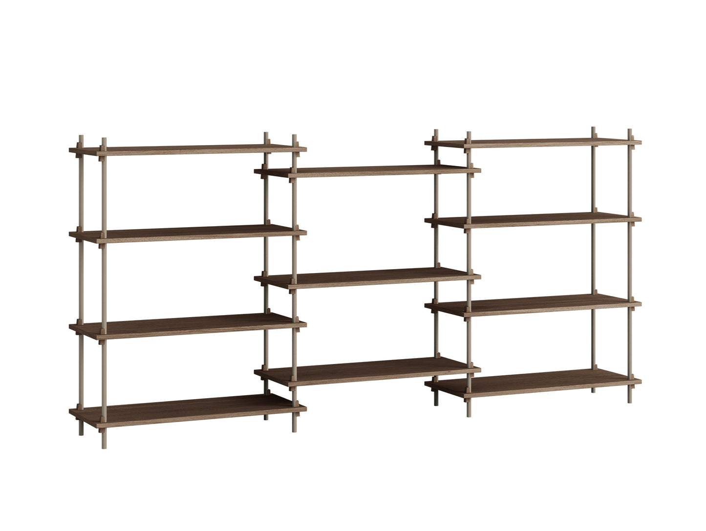 Moebe Shelving System - S.115.3.A Set in Warm Grey / Smoked Oak