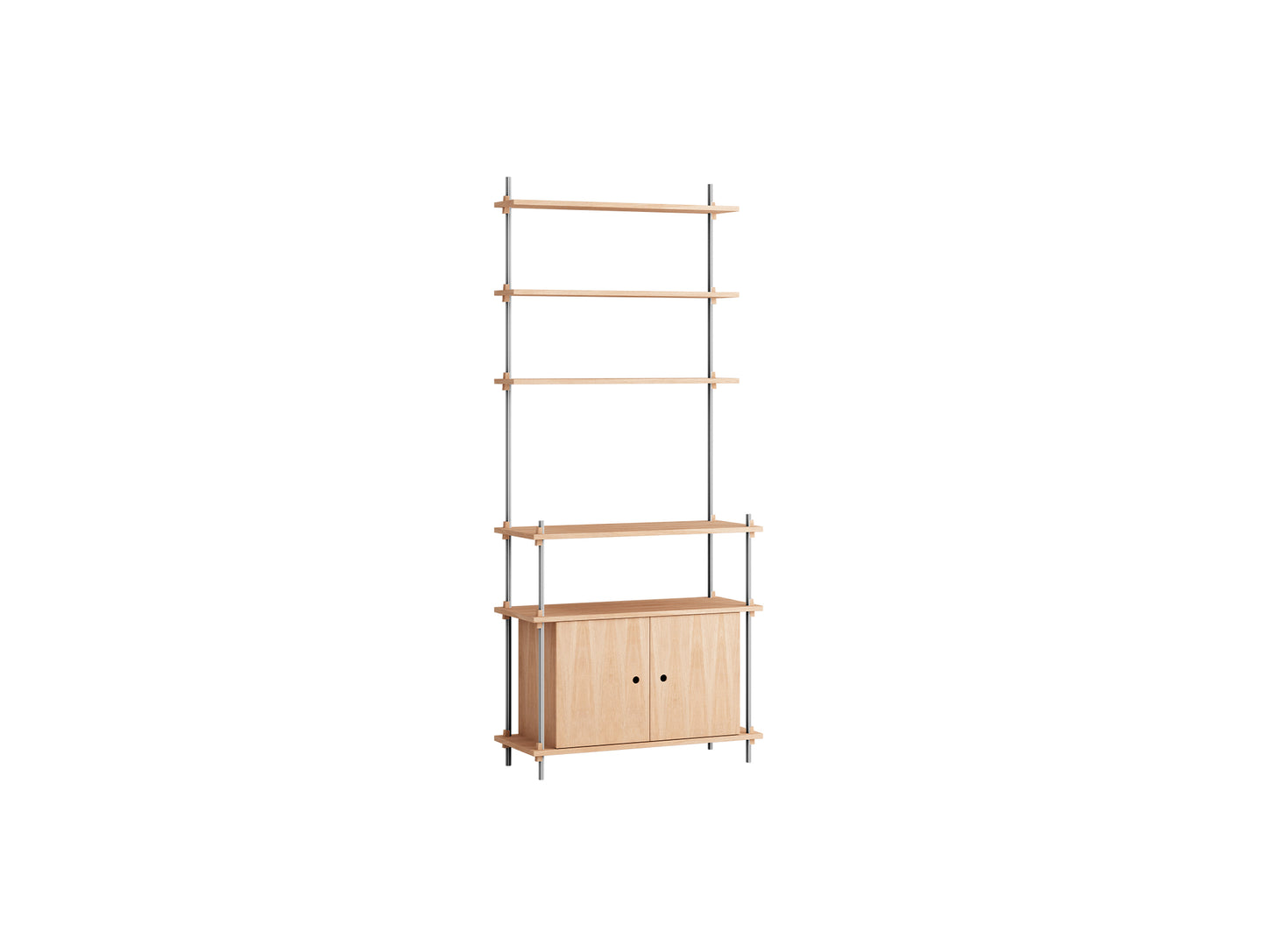 Shelving System Sets (200 cm) by Moebe / S.200.1.C / Stainless Steel Uprights / Oiled Oak