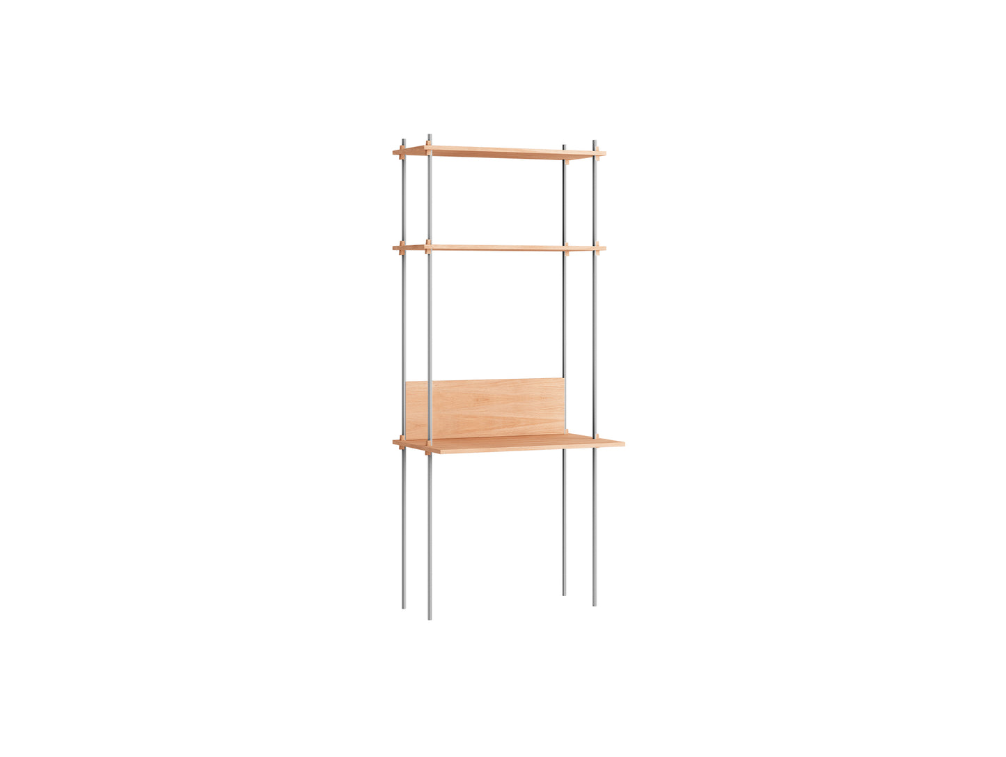 Shelving System Sets (200 cm) by Moebe / S.200.1.D / Stainless Steel Uprights / Oiled Oak