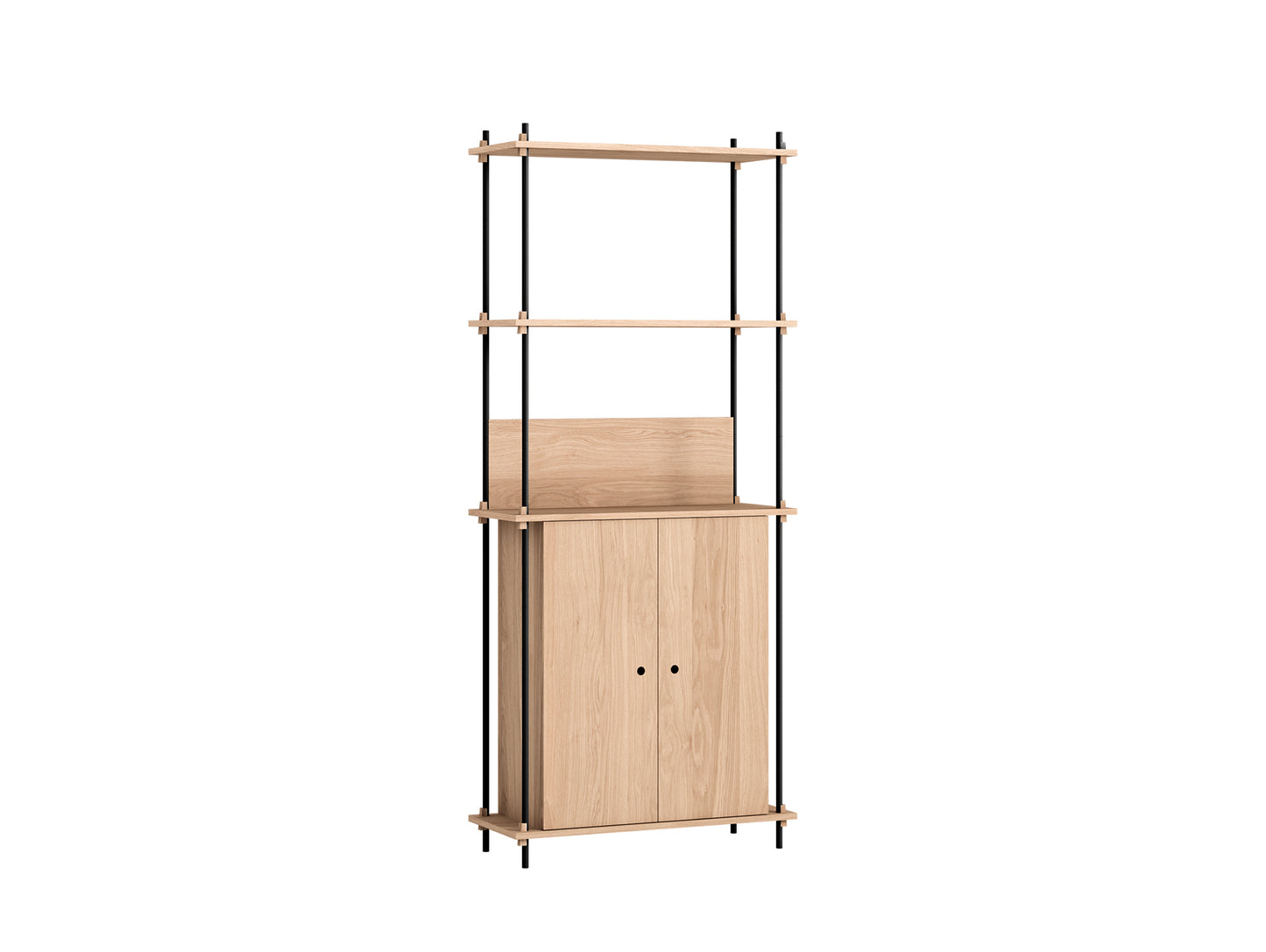 Shelving System by Moebe - 200 cm / S.200.1.H / Black Uprights / Oak