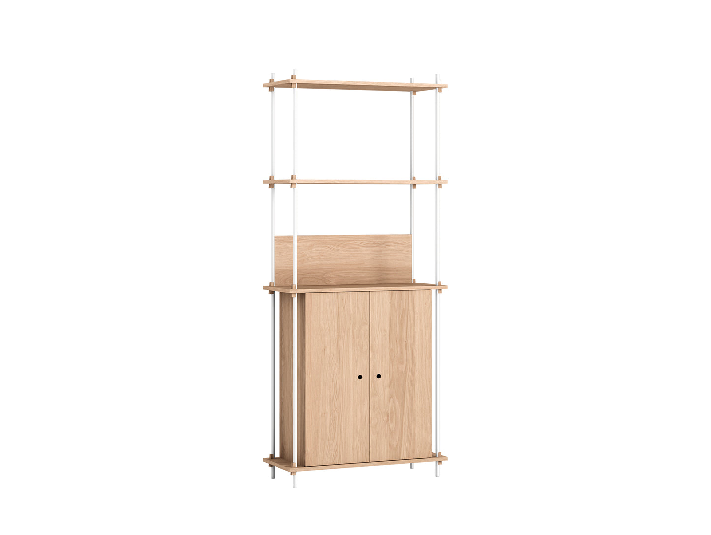 Shelving System by Moebe - 200 cm / S.200.1.H / White Uprights / Oak