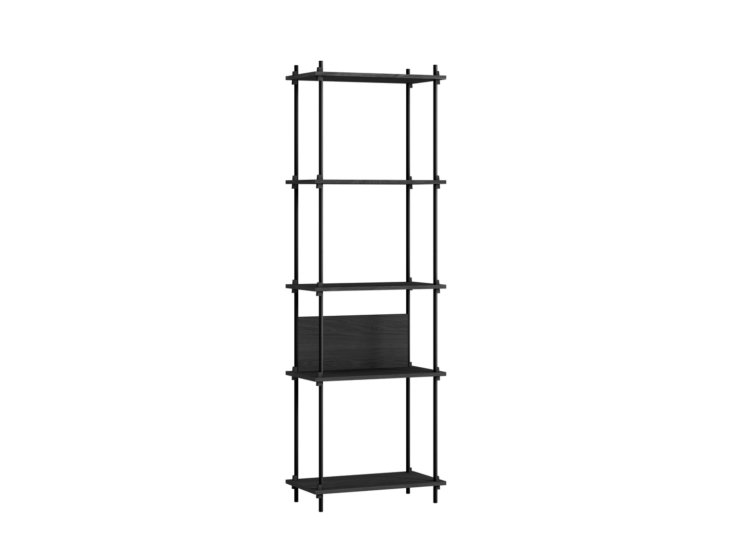 Shelving System by Moebe - 200 cm / S.200.1.I / Black Uprights / Black Oak