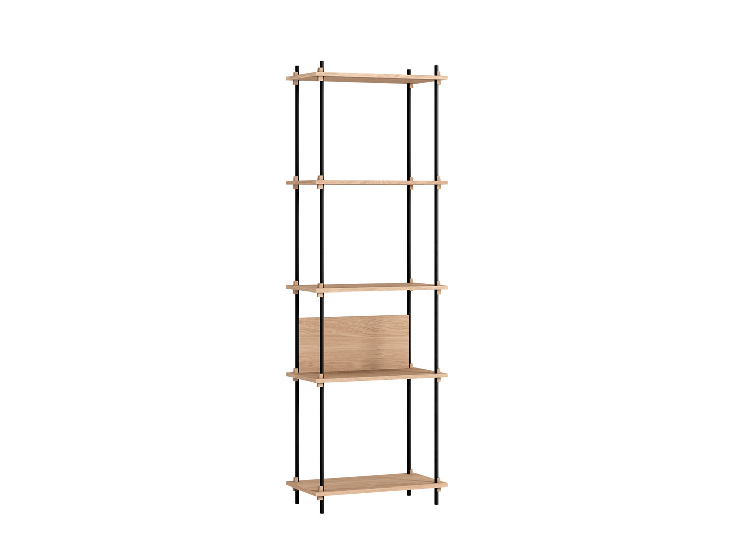 Shelving System by Moebe - 200 cm / S.200.1.I / Black Uprights / Oak