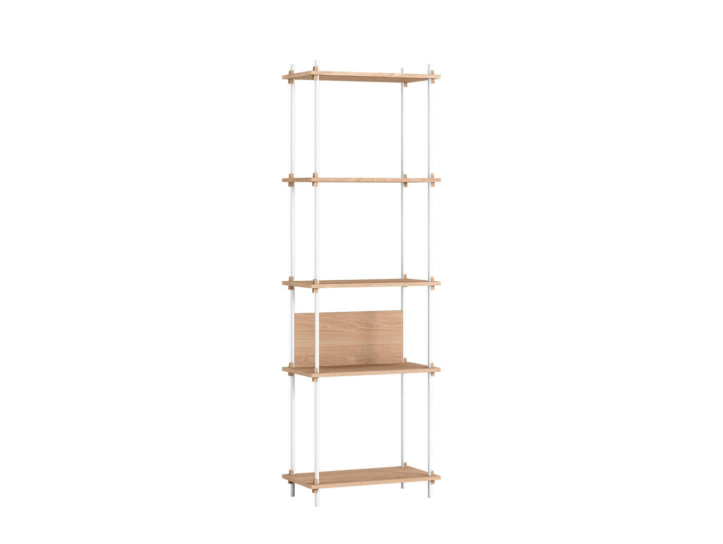 Shelving System by Moebe - 200 cm / S.200.1.I / White Uprights / Oak