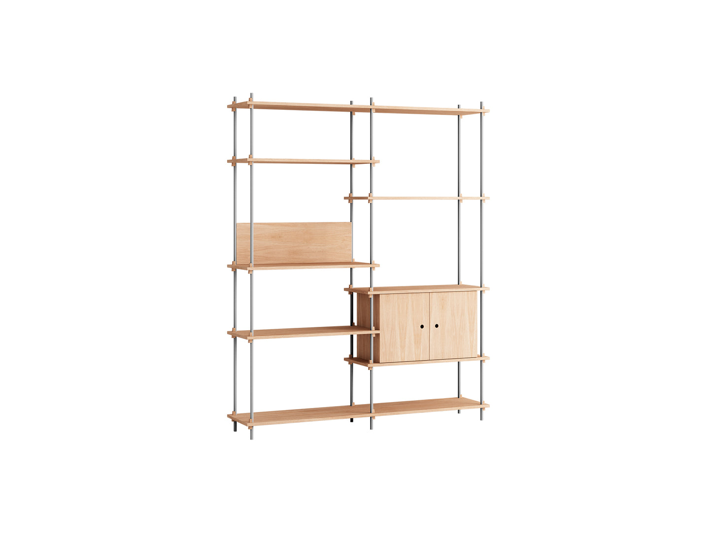 Shelving System Sets (200 cm) by Moebe / S.200.2.C / Stainless Steel Uprights / Oiled Oak