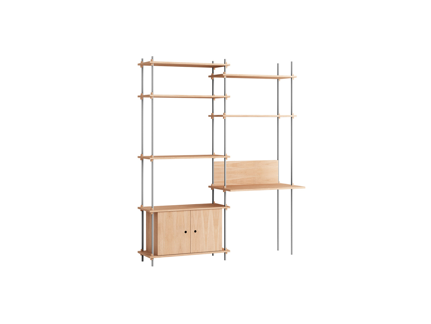 Shelving System Sets (200 cm) by Moebe / S.200.2.E / Stainless Steel Uprights / Oiled Oak