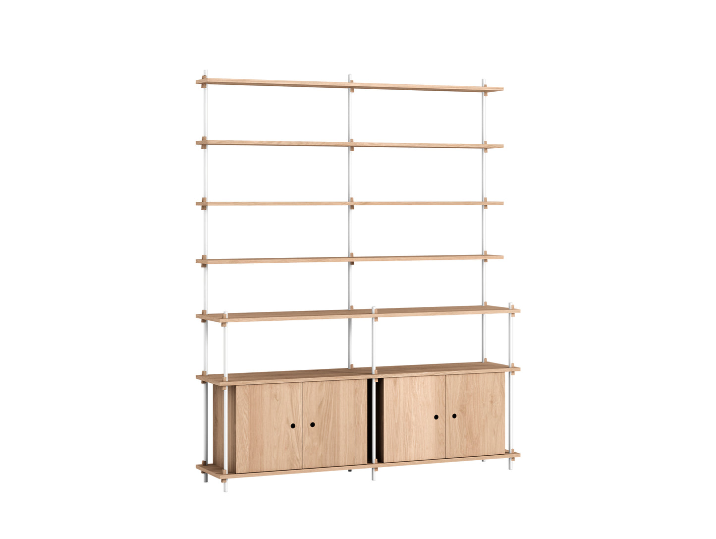 Shelving System by Moebe - 200 cm / S.200.2.H / White Uprights / Oak