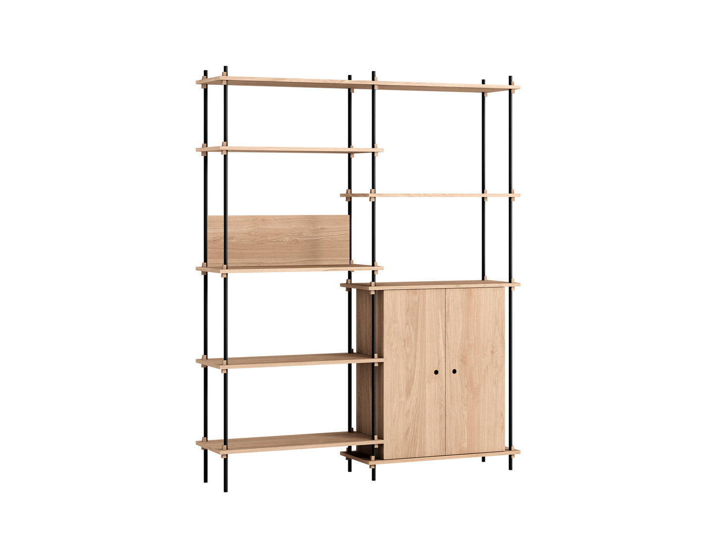 Shelving System by Moebe - 200 cm / S.200.2.I / Black Uprights / Oak