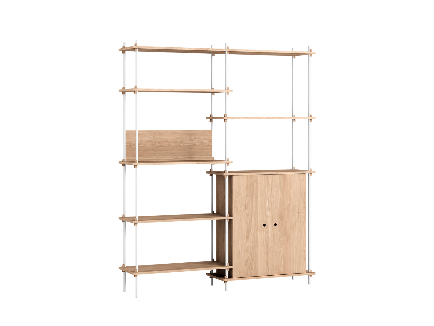 Shelving System by Moebe - 200 cm / S.200.2.I / White Uprights / Oak