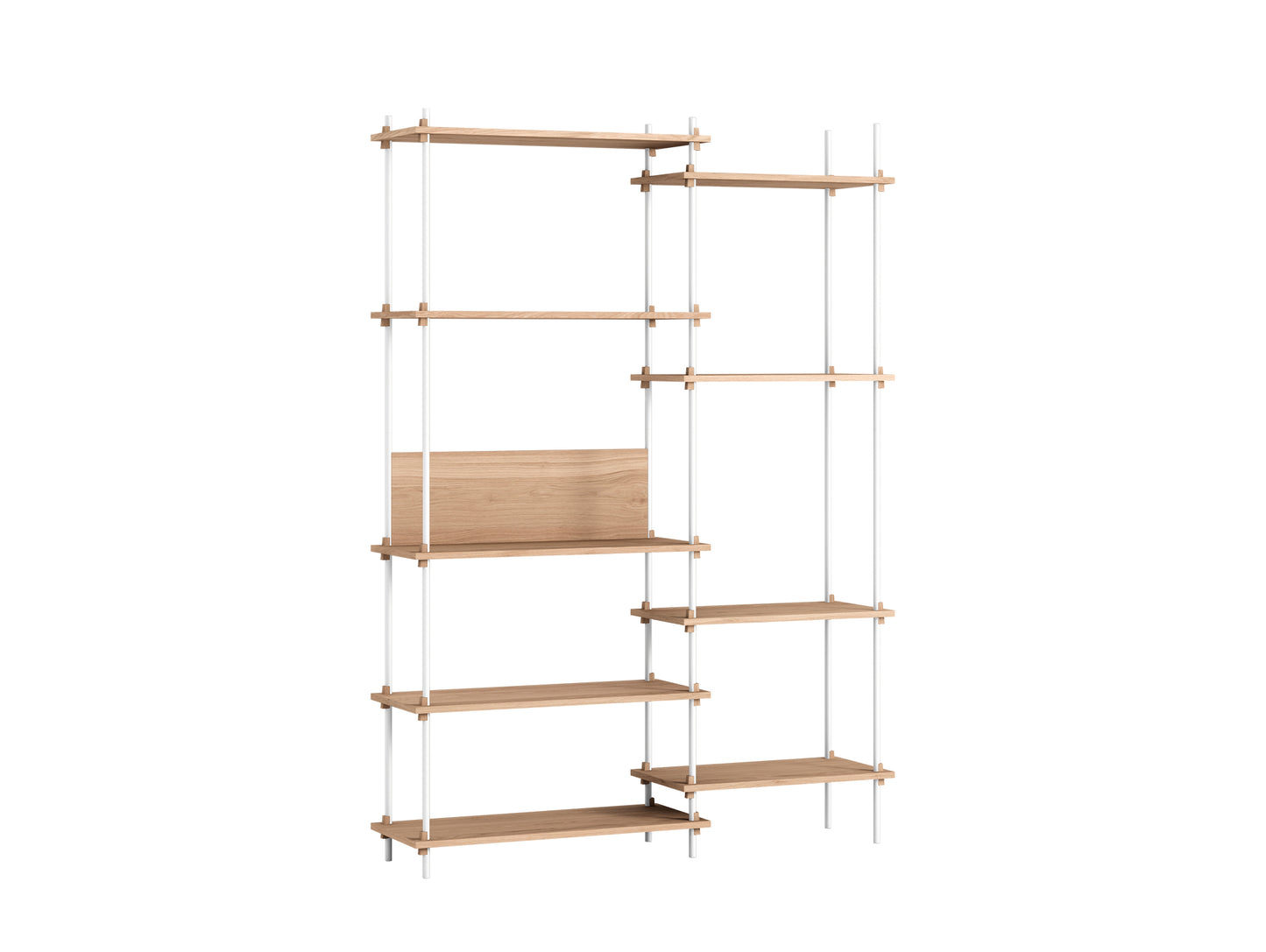 Shelving System by Moebe - 200 cm / S.200.2.J / White Uprights / Oak