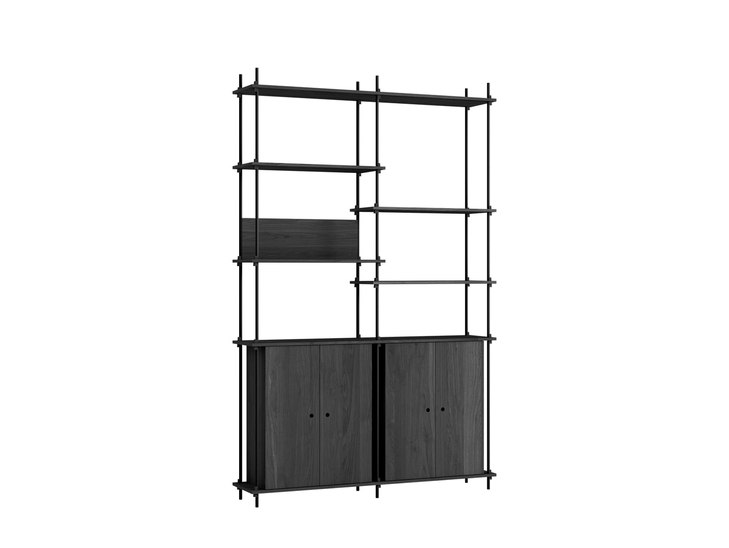 Moebe Shelving System - S.255.2.H Set in Black / Black Oak