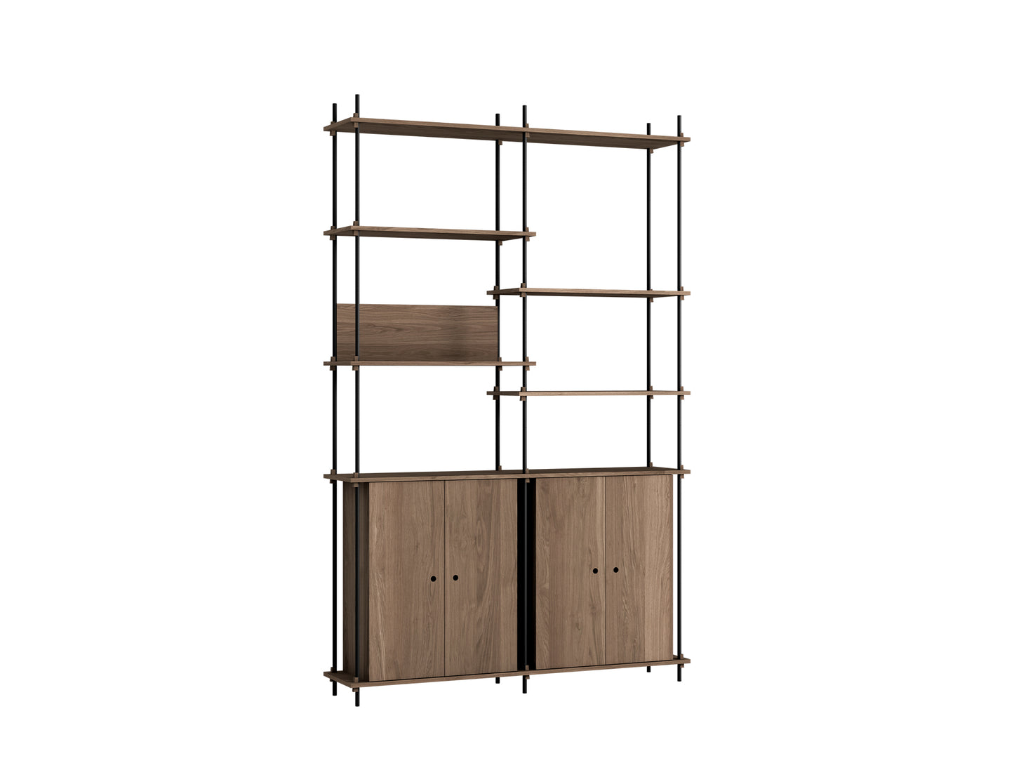 Moebe Shelving System - S.255.2.H Set in Black / Smoked Oak