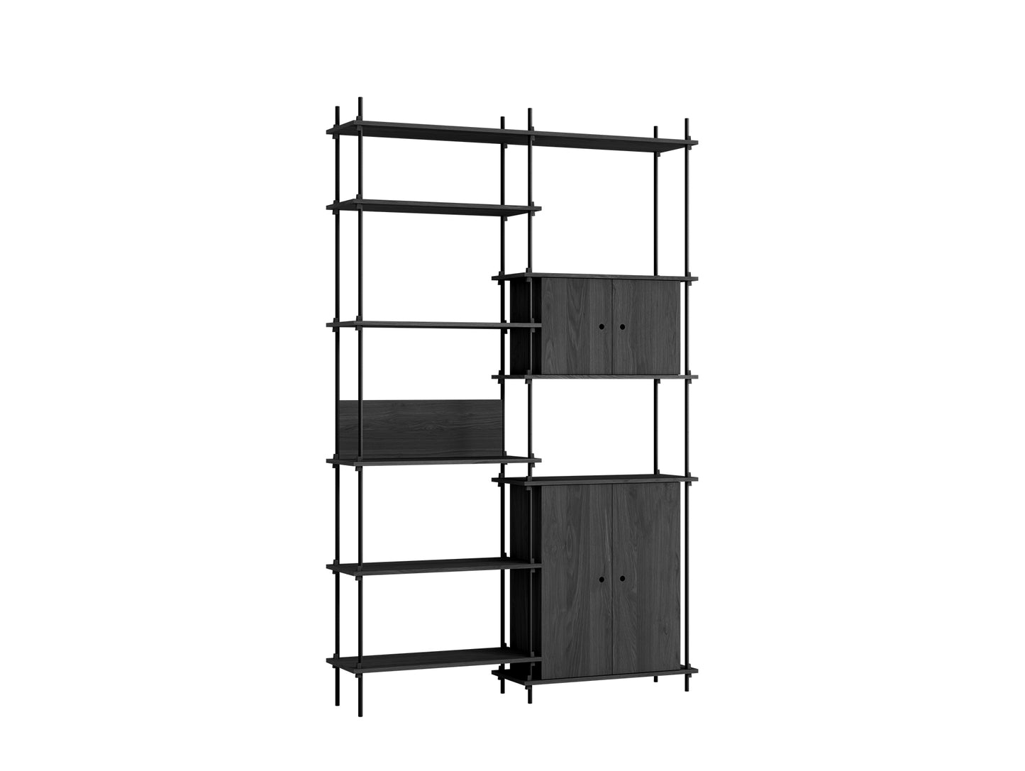 Moebe Shelving System - S.255.2.I Set in Black / Black Oak