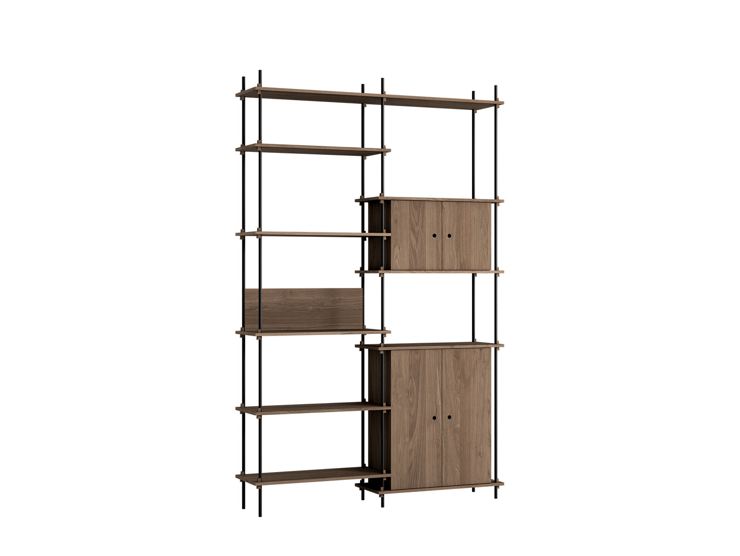 Moebe Shelving System - S.255.2.I Set in Black / Smoked Oak