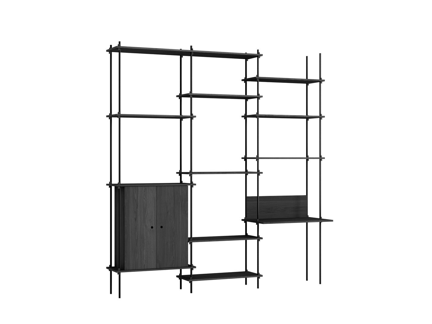 Moebe Shelving System - S.255.3.E Set in Black / Black Oak