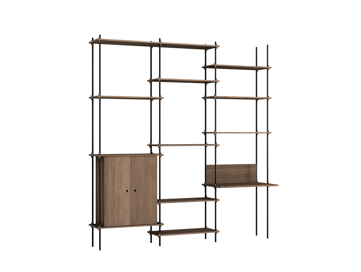 Moebe Shelving System - S.255.3.E Set in Black / Smoked Oak