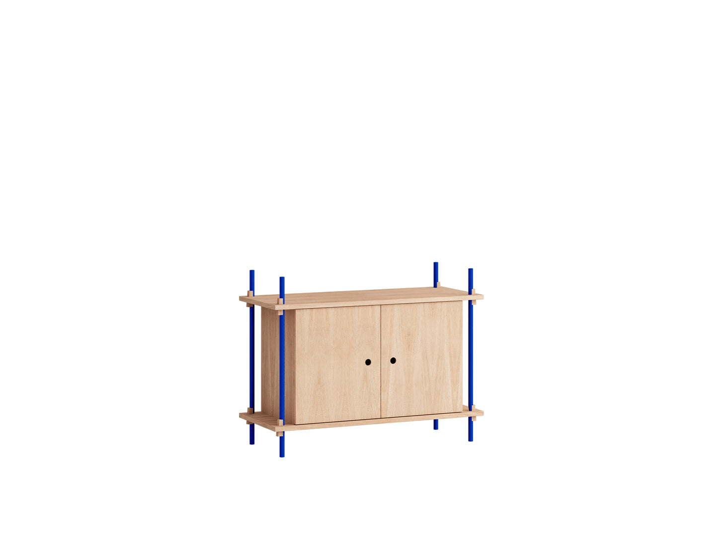 Moebe Shelving System - S.65.1.B Set in Deep Blue / Oak