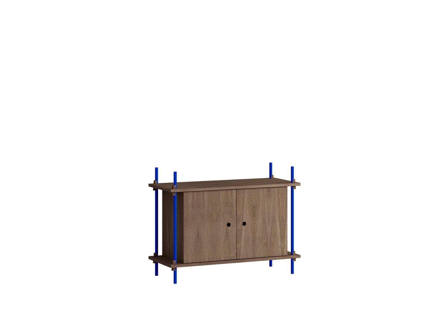 Moebe Shelving System - S.65.1.B Set in Deep Blue / Smoked Oak