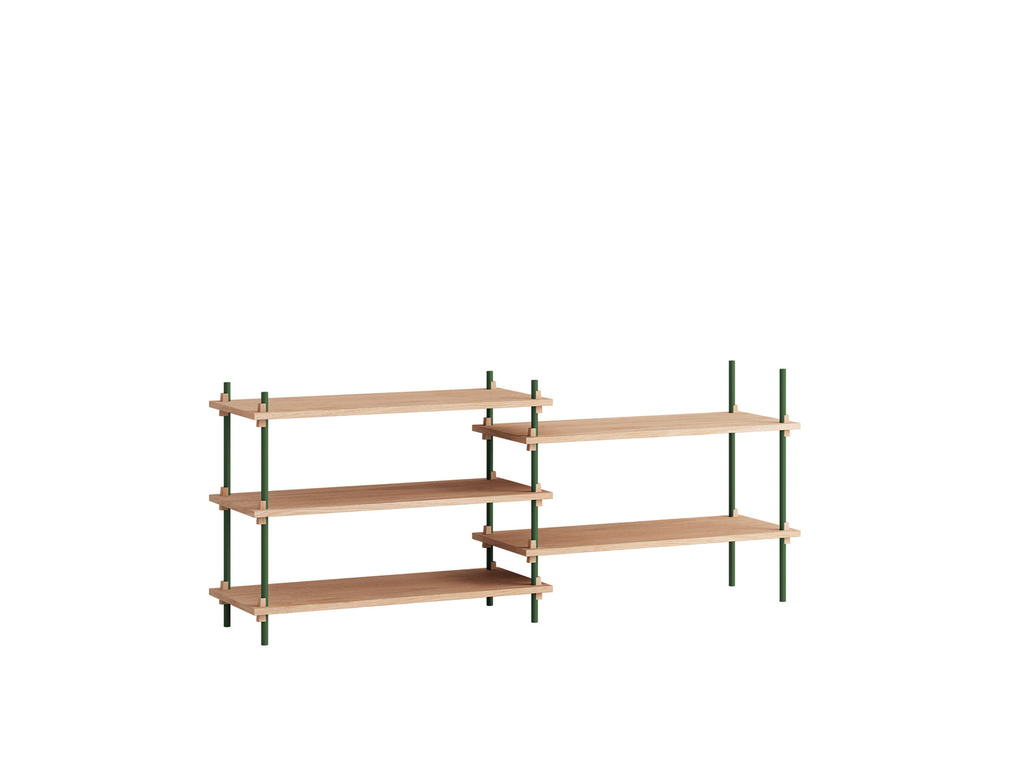 Moebe Shelving System - S.65.2.A Set in Pine Green / Oiled Oak