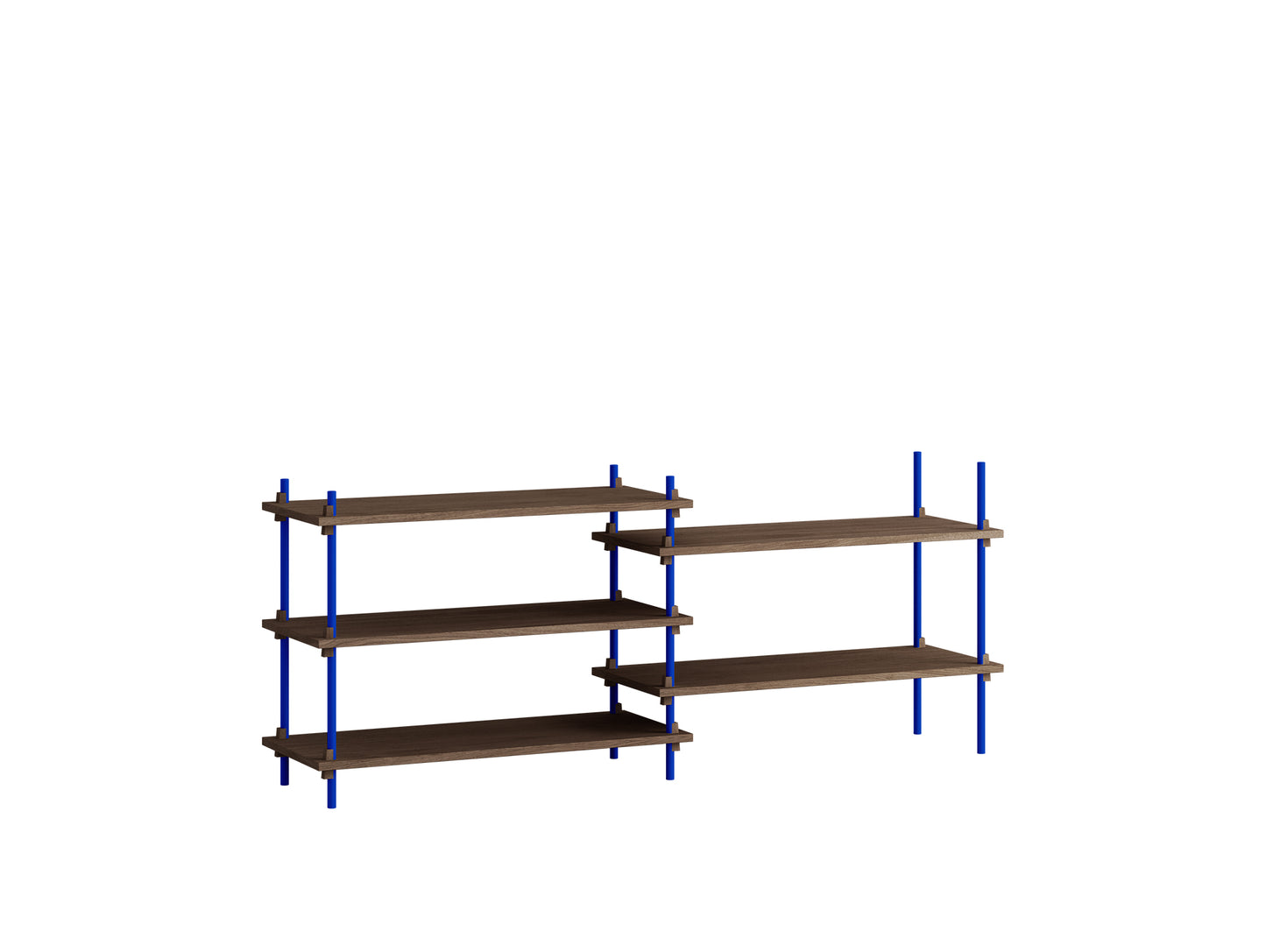 Moebe Shelving System - S.65.2.A Set in Deep Blue / Smoked Oak