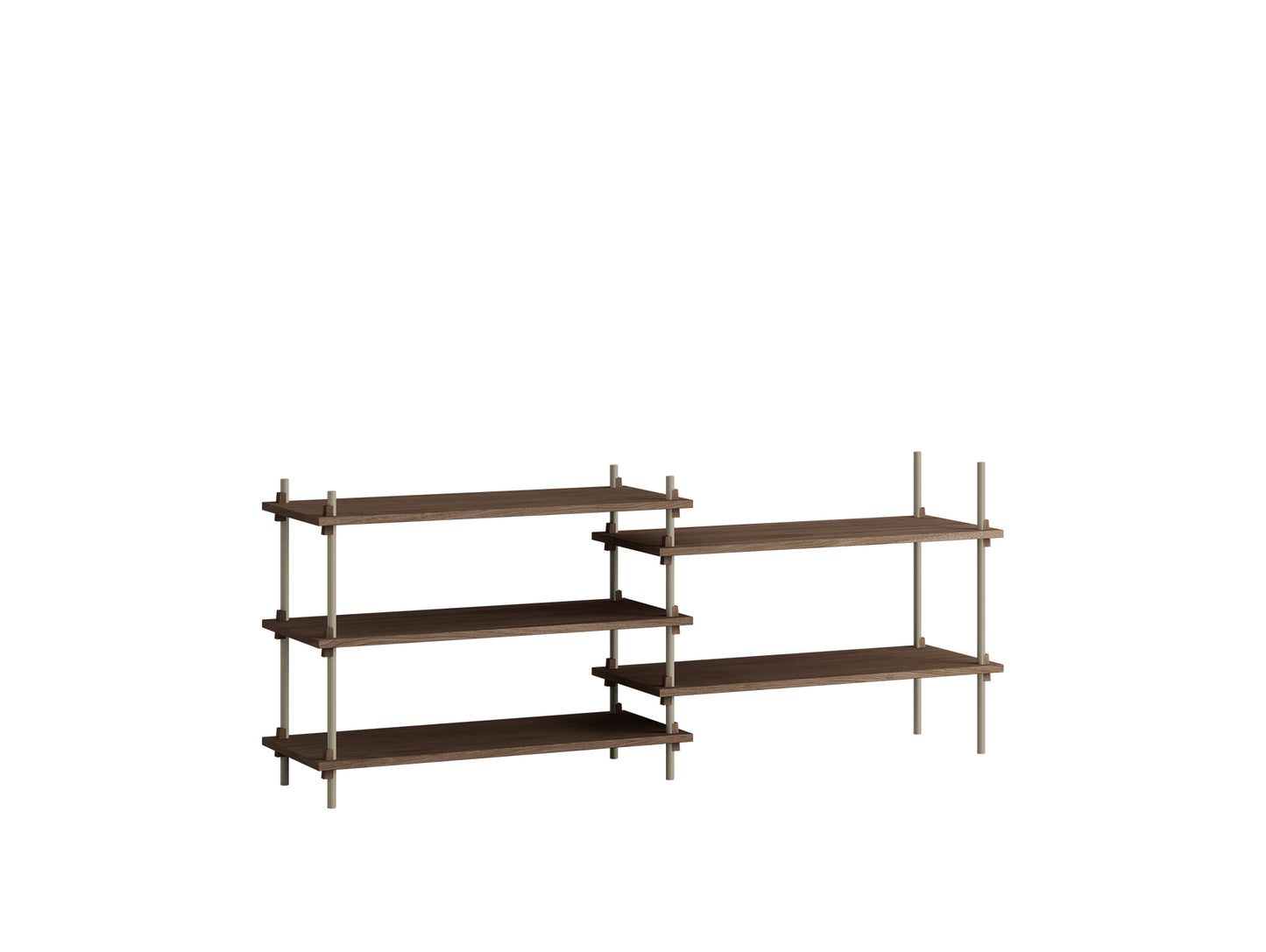 Moebe Shelving System - S.65.2.A Set in Warm Grey / Smoked Oak