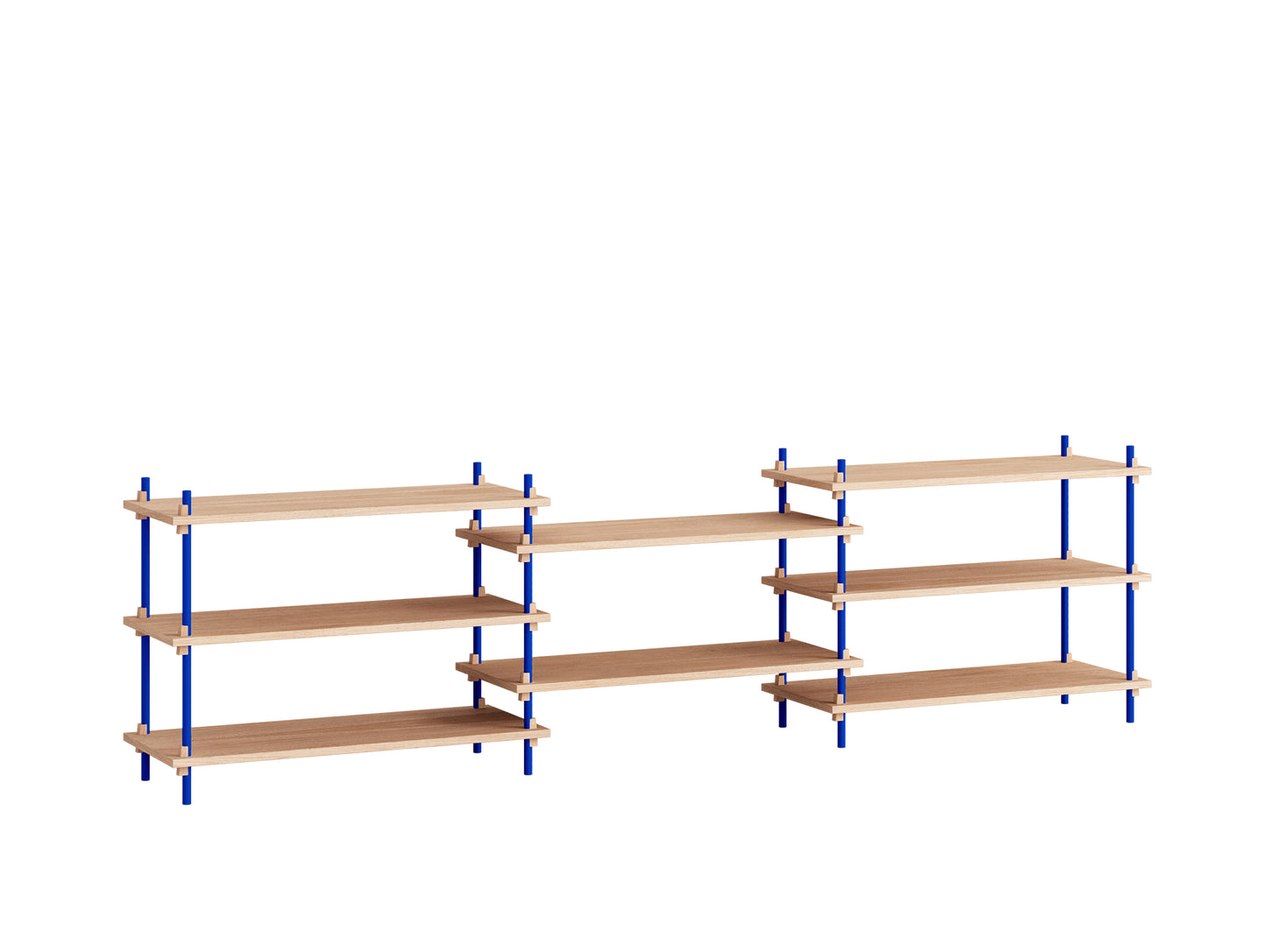 Moebe Shelving System - S.65.3.A Set in Deep Blue / Oiled Oak