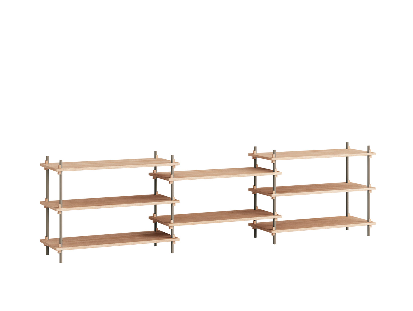 Moebe Shelving System - S.65.3.A Set in Warm Grey / Oiled Oak