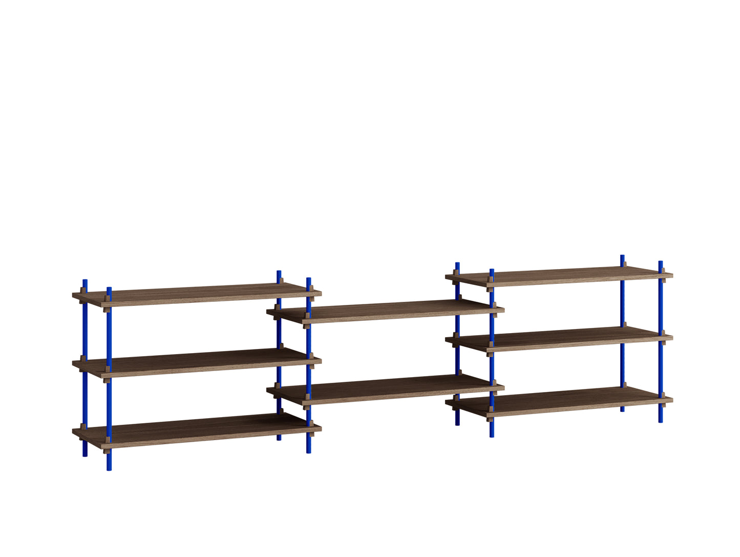 Moebe Shelving System - S.65.3.A Set in Deep Blue / Smoked Oak