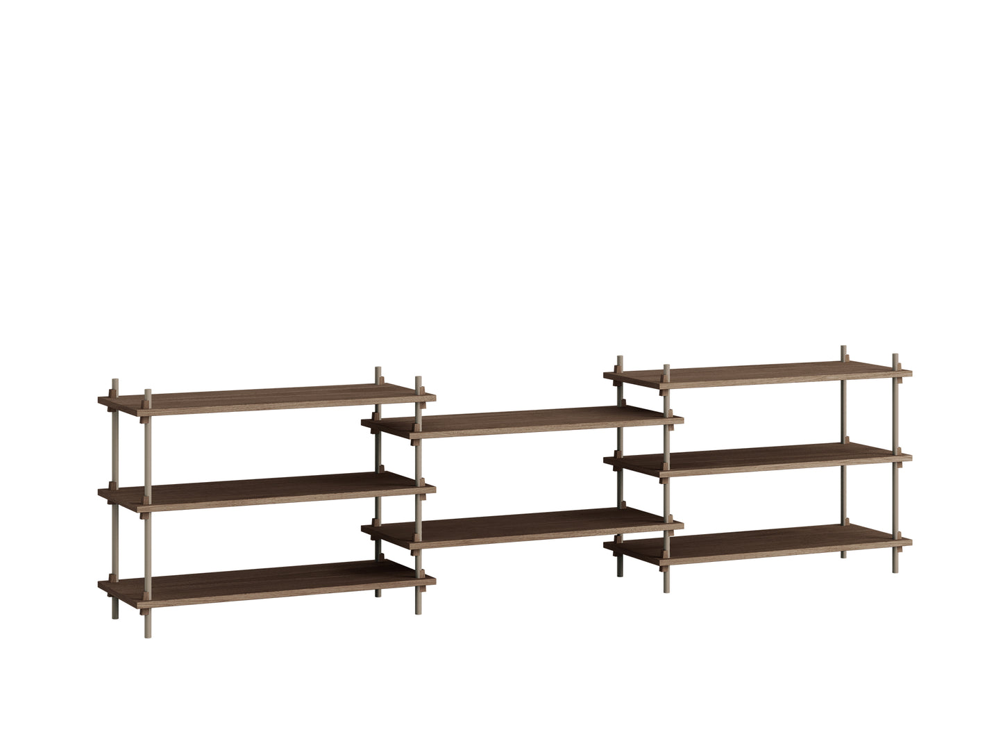 Moebe Shelving System - S.65.3.A Set in Warm Grey / Smoked Oak