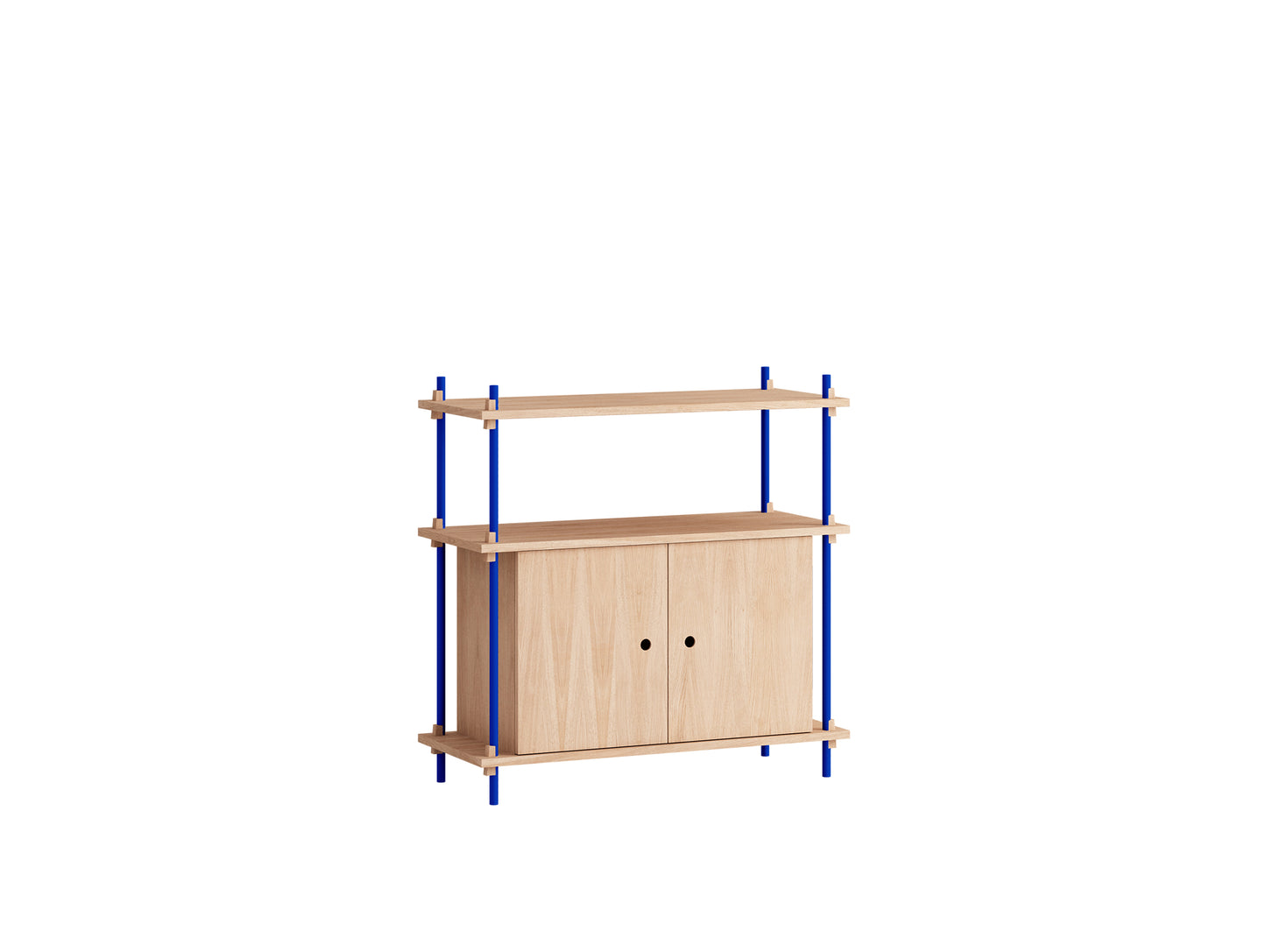 Moebe Shelving System - S.85.1.B Set in Deep Blue / Oiled Oak
