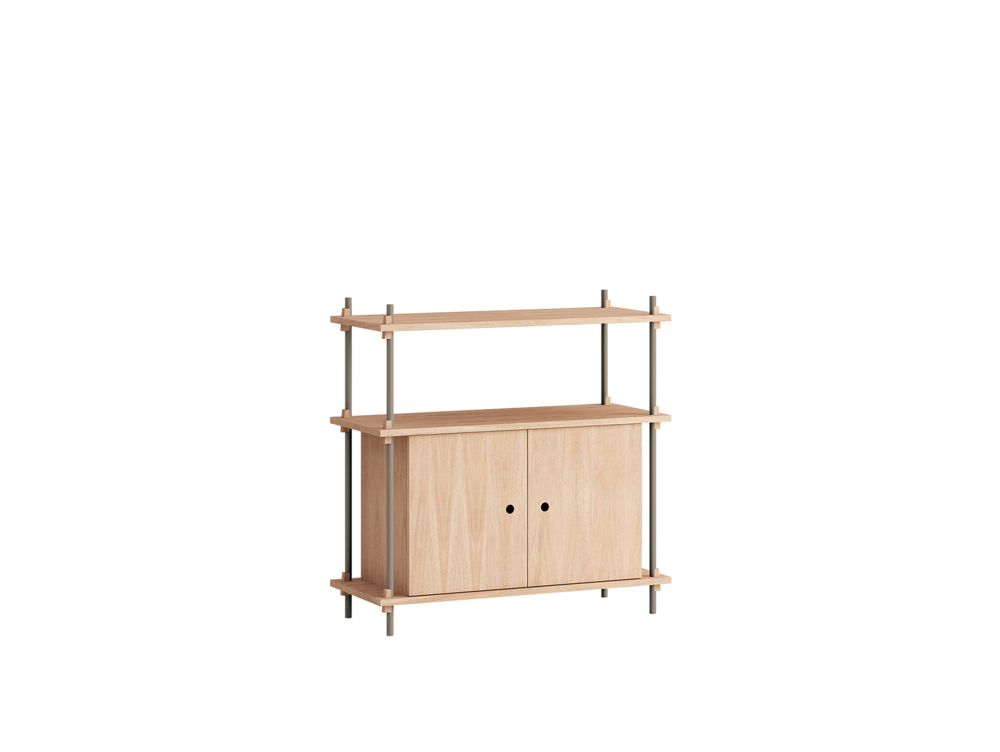 Moebe Shelving System - S.85.1.B Set in Warm Grey / Oiled Oak