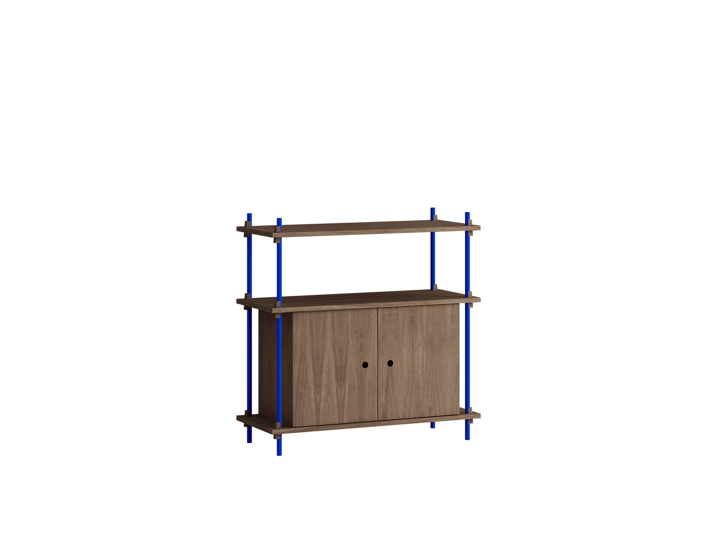 Moebe Shelving System - S.85.1.B Set in Deep Blue / Smoked Oak